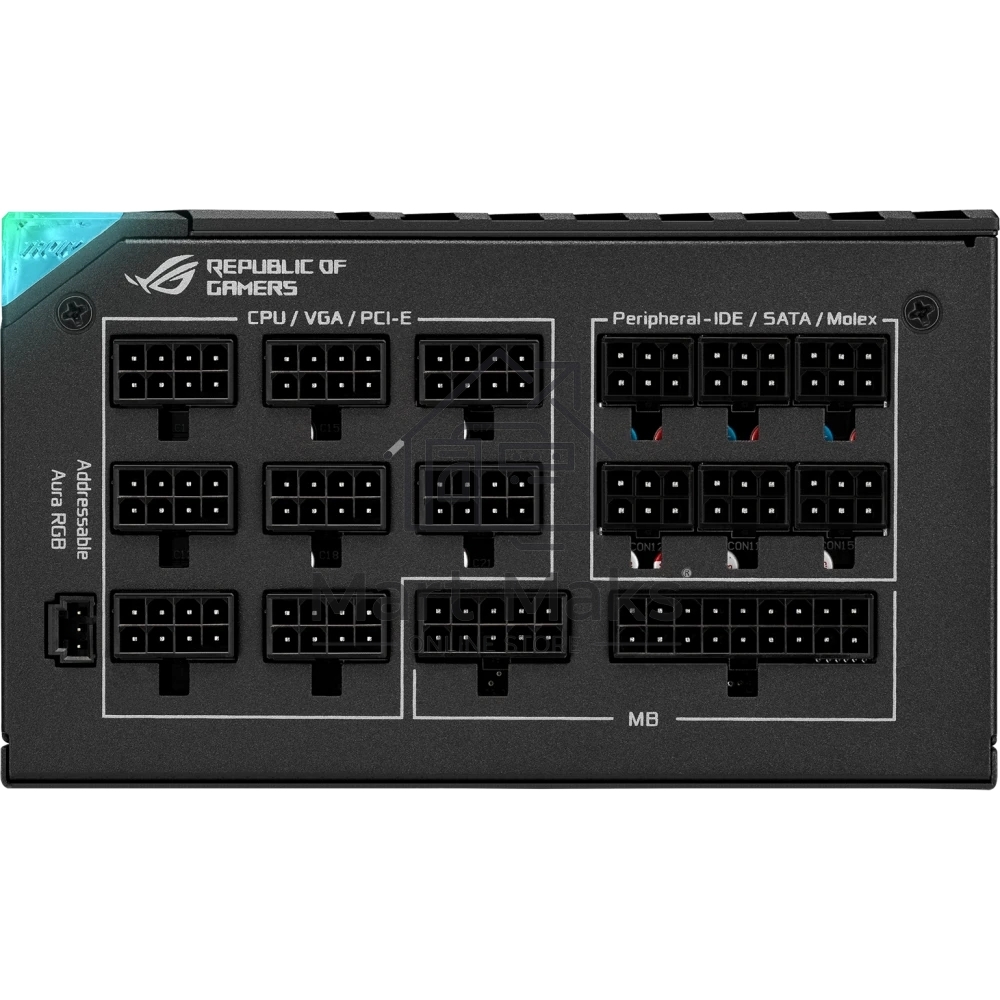 Блок питания ASUS ROG-THOR-1000P2-GAMING (90YE00L4-B0NA00). 1000Вт, 80 PLUS Platinum, 135мм, модульный, комбинирован серый и черный