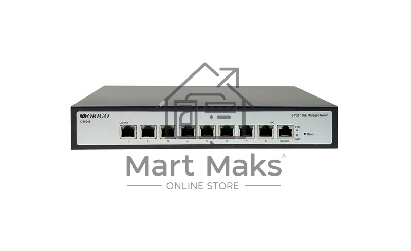 Коммутатор управляемый ORIGO OS6208/A1A L2, 8x10GBase-T, консольный порт RJ-45, комплект для установки в 19