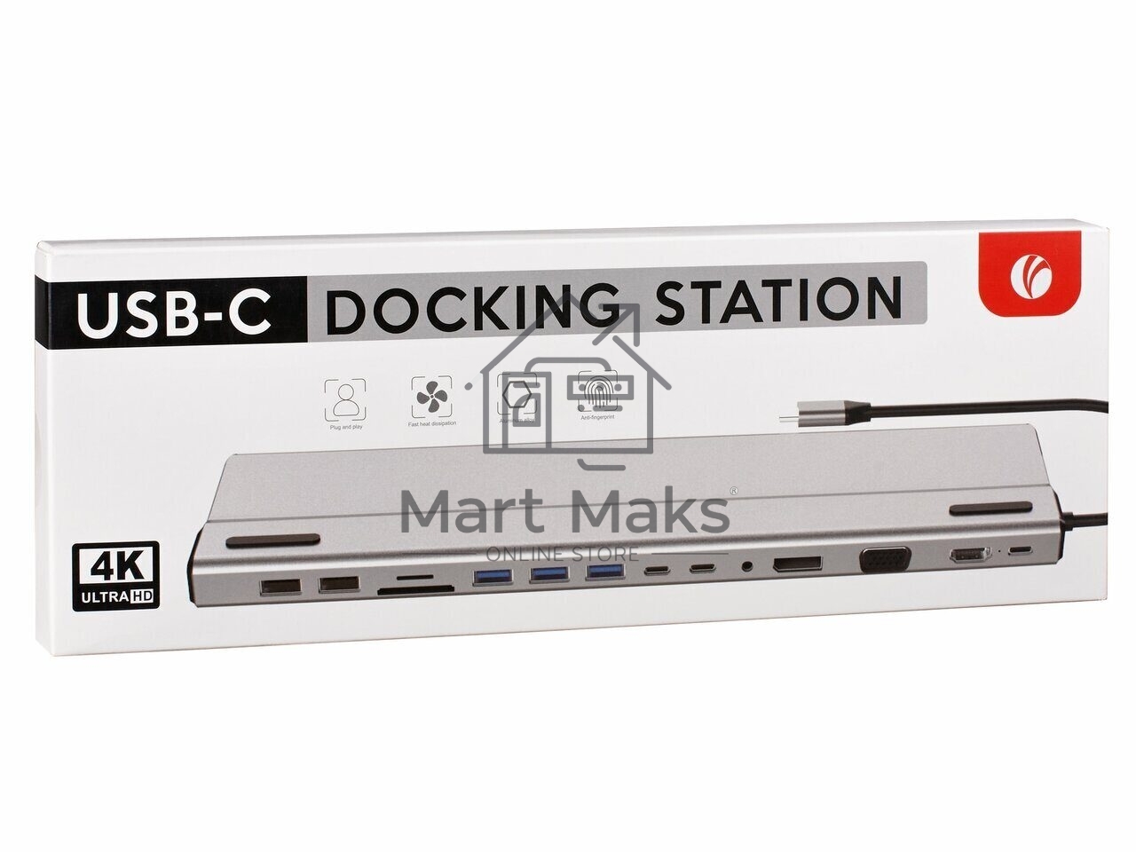 Адаптер VCOM TypeC -->3*USB3.0+2*USB2.0+VGA+RJ45+SD+TF+AUD+HDMI+DP+2*USB3.1 Data+PD