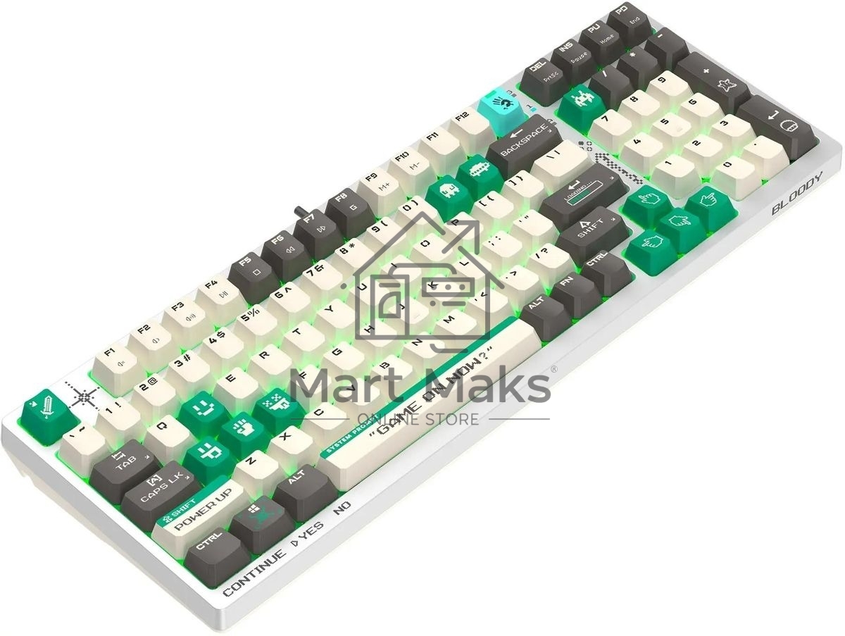Клавиатура A4Tech Bloody S98 Pixels Green проводная USB белый/бежевый