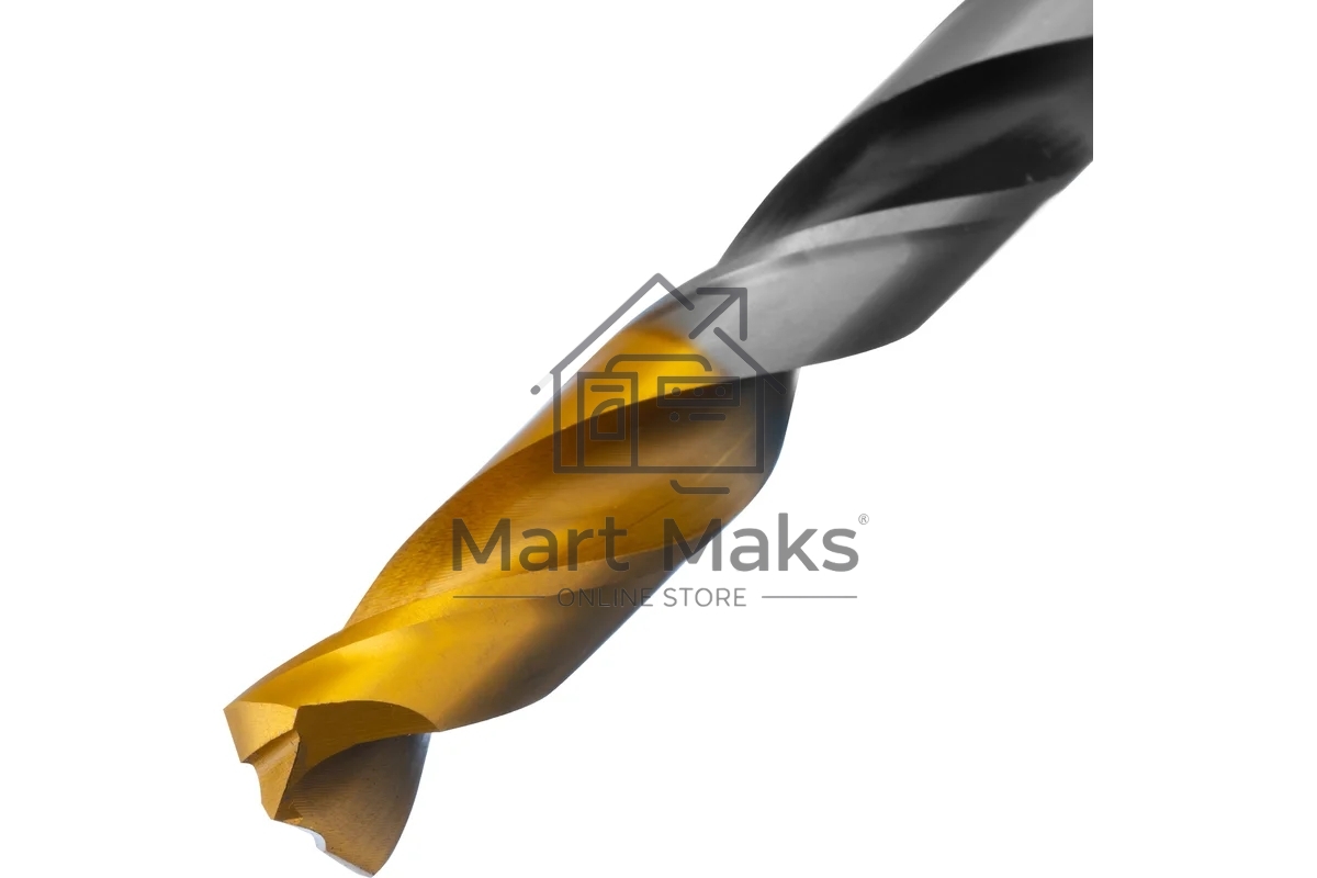 Сверло спиральное по металлу Denzel 12 x 151мм, Р6М5, Golden Tip, многогранная заточка