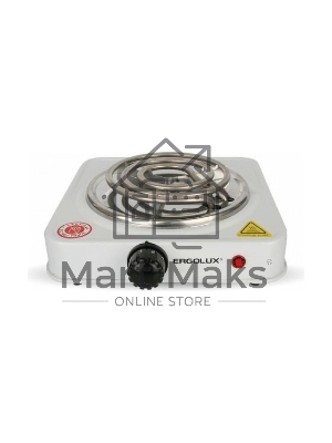 Плита настольная электрическая Ergolux ELX-EP01-C01 белый, 1 кВт, ТЭН, конфорки - 1, эмаль, поворотные переключатели