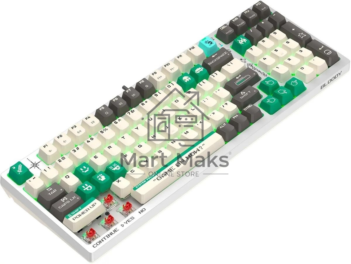 Клавиатура A4Tech Bloody S98 Pixels Green проводная USB белый/бежевый