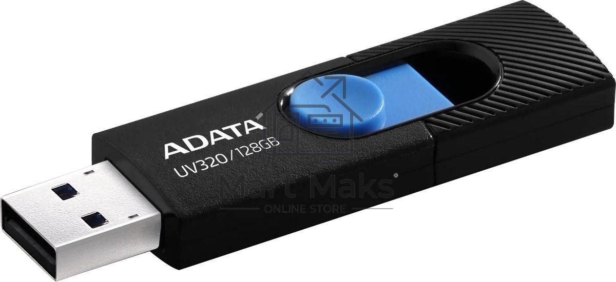 Флеш диск ADATA UV320 128GB, USB 3.2, черный/голубой