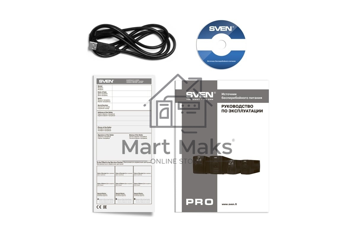 Источник бесперебойного питания SVEN Pro 650 650VA/390W LCD, USB, RJ-45 (2 EURO)