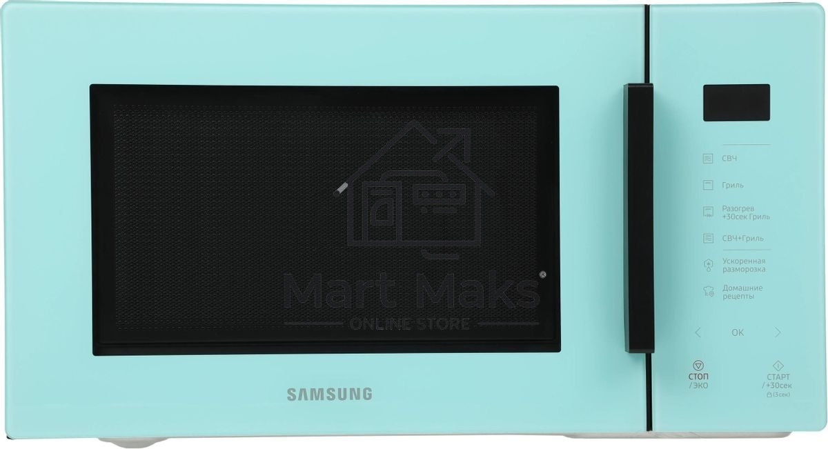 Микроволновая печь Samsung MG23T5018AN/BW голубой, 23 л, 800 Вт, переключатели - сенсор
