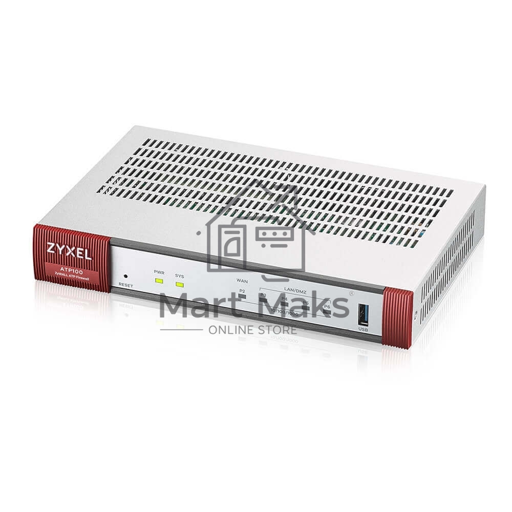 Межсетевой экран Zyxel ATP100 Firewall, 1xWAN GE, 1xOPT GE (LAN/WAN), 3xLAN/DMZ GE, 1xUSB3.0, AP Controller (8/24), NebulaFlex Pro, 1 Year Gold Subscription (AS, AV, CF, IDP / DPI, sandbox, SecuReporter, secure Wi-Fi, 24 access points) !AS+CF temporarily 