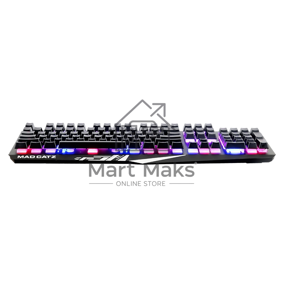 Mad Catz S.T.R.I.K.E. 2 БЕЗ РУССКОЙ РАСКЛАДКИ ENGLISH KEYBOARD LETTERS ONLY Игровая клавиатура чёрная (мембрана, RGB подсветка, аллюминиевая рама, USB)