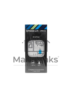 Наушники вкладыши с микрофоном ELX-WHP04-C01 проводные Lightning 1.2м коробка+бокс бел. Ergolux 15285