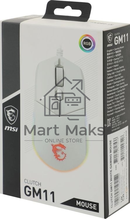 Мышь проводная MSI Clutch GM11 белый, 5000 dpi, USB, кнопки - 6