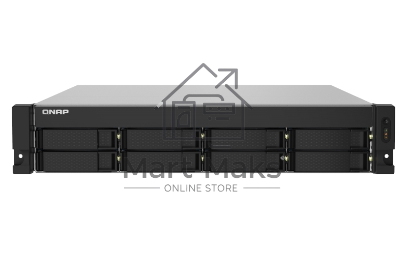 Сетевое хранилище без дисков SMB QNAP TS-832PXU-4G 8-Bay AL324 quad-core 1.7 GHz 2U rackmount NAS, 4GB DDR4 UDIMM RAM (max 1x16GB), SATA 6Gb/s, 2x 10GbE SFP+ LAN, 2x2.5 GbE LAN, 1x PCIe Gen2 x2 slot. W/o RAIL-B02