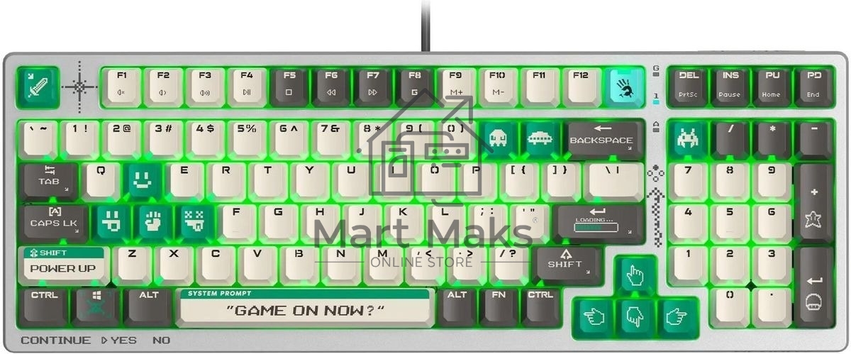 Клавиатура A4Tech Bloody S98 Pixels Green проводная USB белый/бежевый