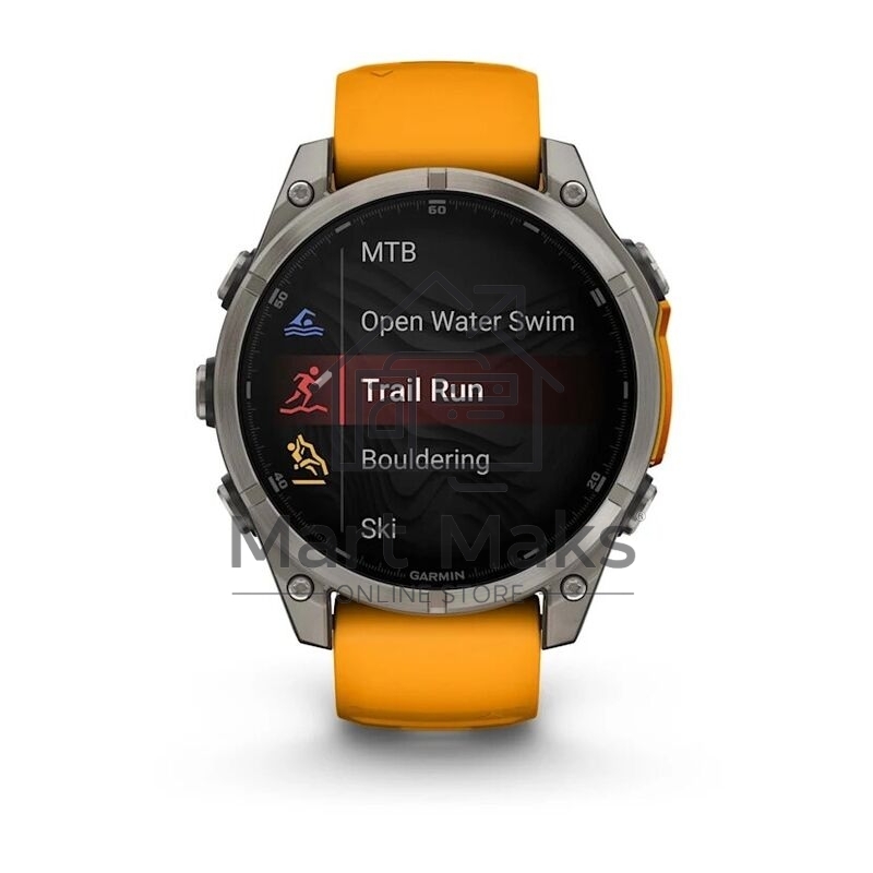 Смарт-часы Garmin Fenix 8 AMOLED Sapphire титановый серый, оранжевый 47мм