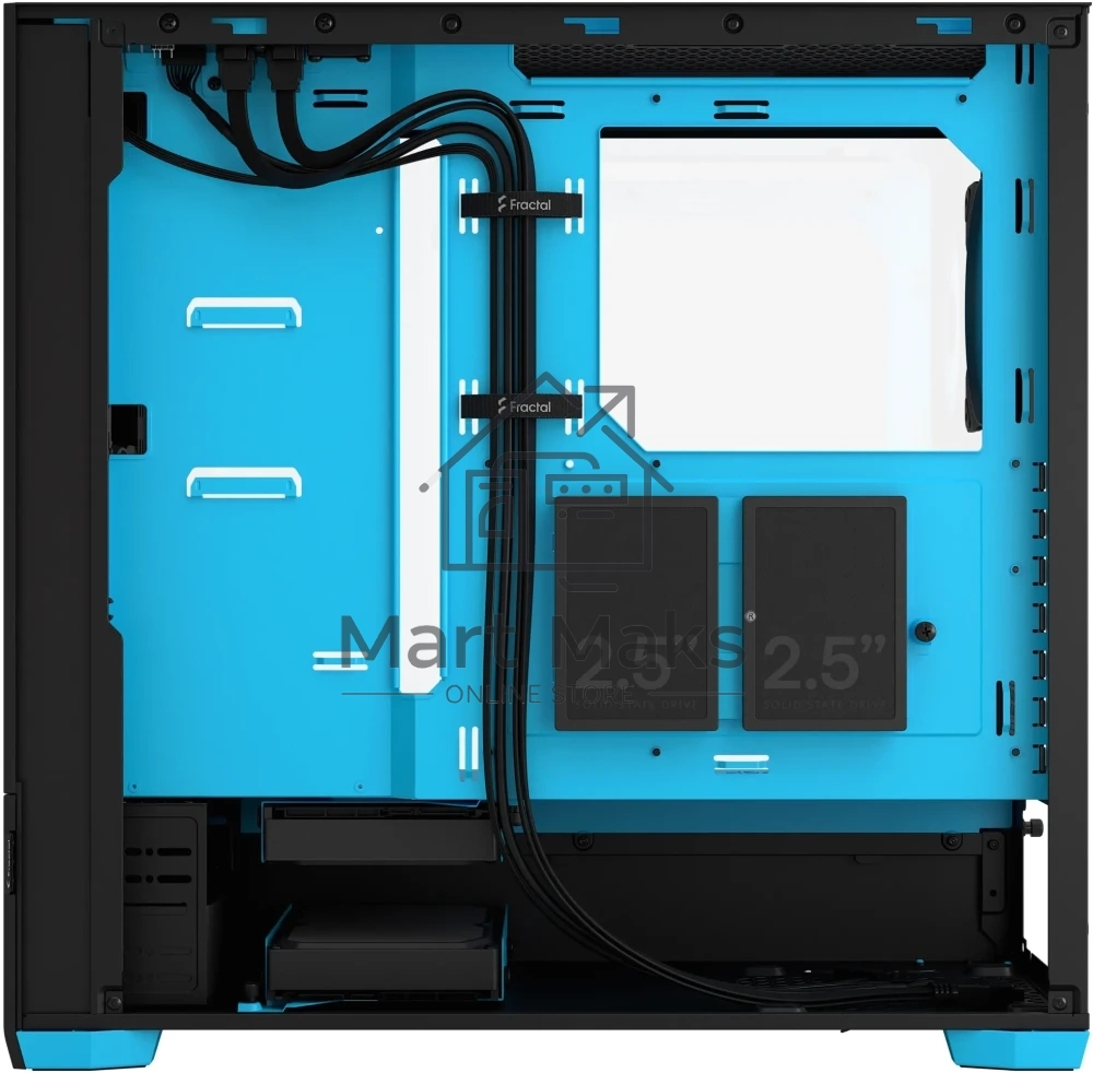 Корпус ПК без блока питания Fractal Design Pop Air RGB Cyan Core TG Clear Tint, Midi-Tower, 3x120mm RGB, 2xUSB-A 3.2 ATX, mATX, mITX черный/циан