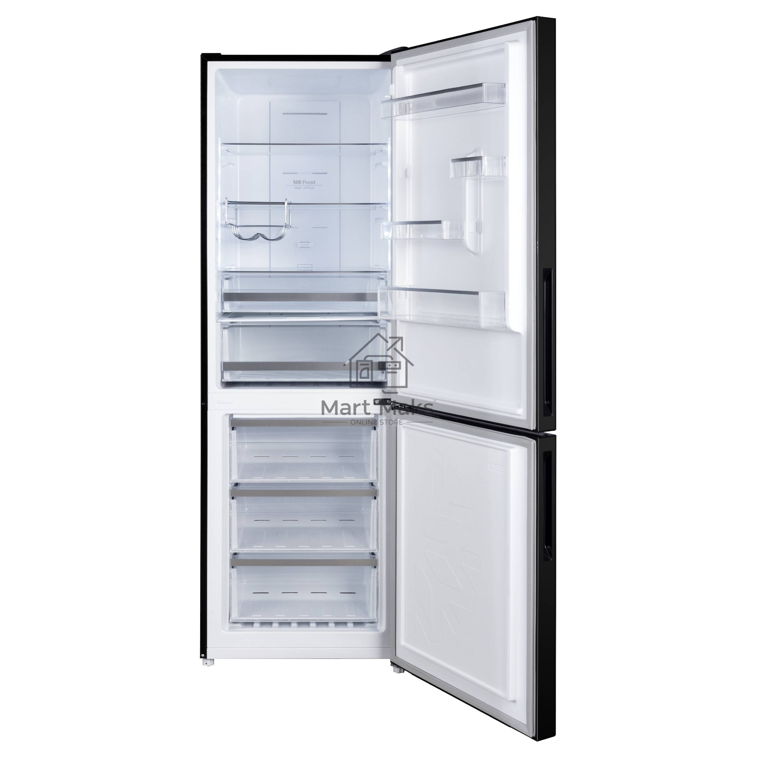 Холодильник Korting KNFC 61869 GN черный двухкамерный 223/94л морозилка снизу, No Frost