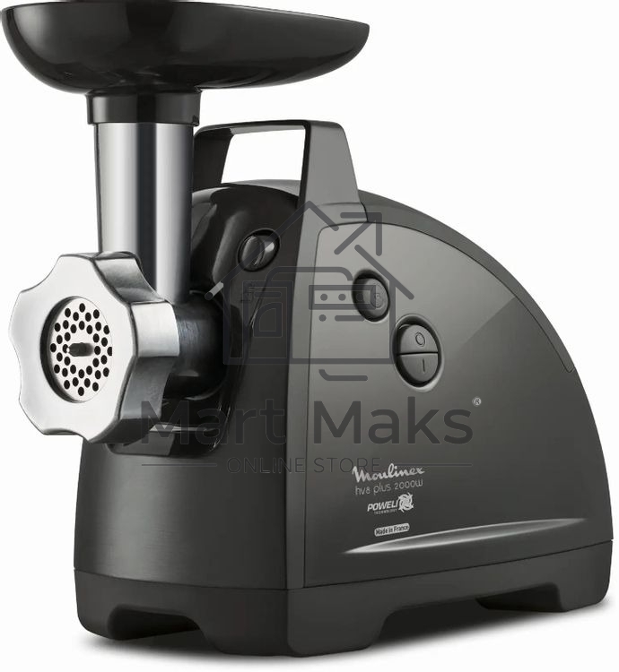 Мясорубка электрическая Moulinex ME682832 черный, 2000 Вт, 2.6 кг/мин, реверс, защита от перегрузки, насадки - 4