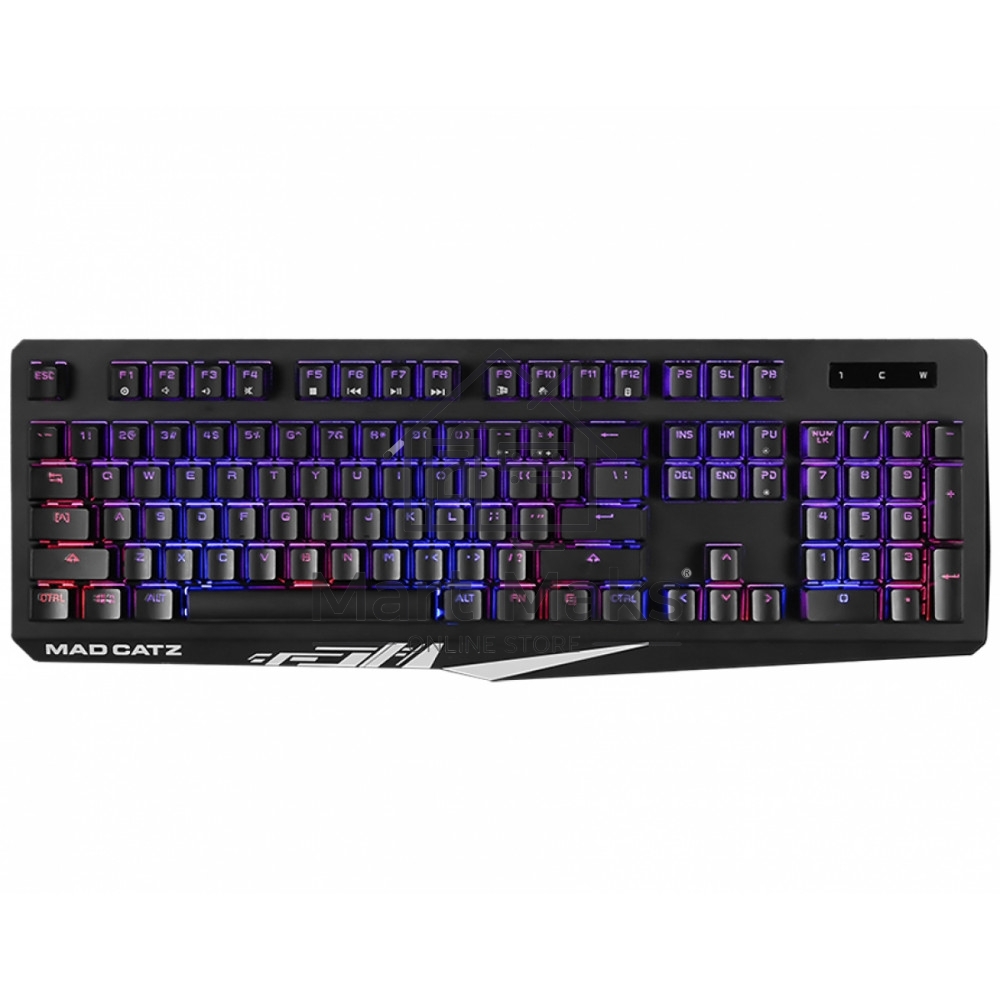 Mad Catz S.T.R.I.K.E. 2 БЕЗ РУССКОЙ РАСКЛАДКИ ENGLISH KEYBOARD LETTERS ONLY Игровая клавиатура чёрная (мембрана, RGB подсветка, аллюминиевая рама, USB)