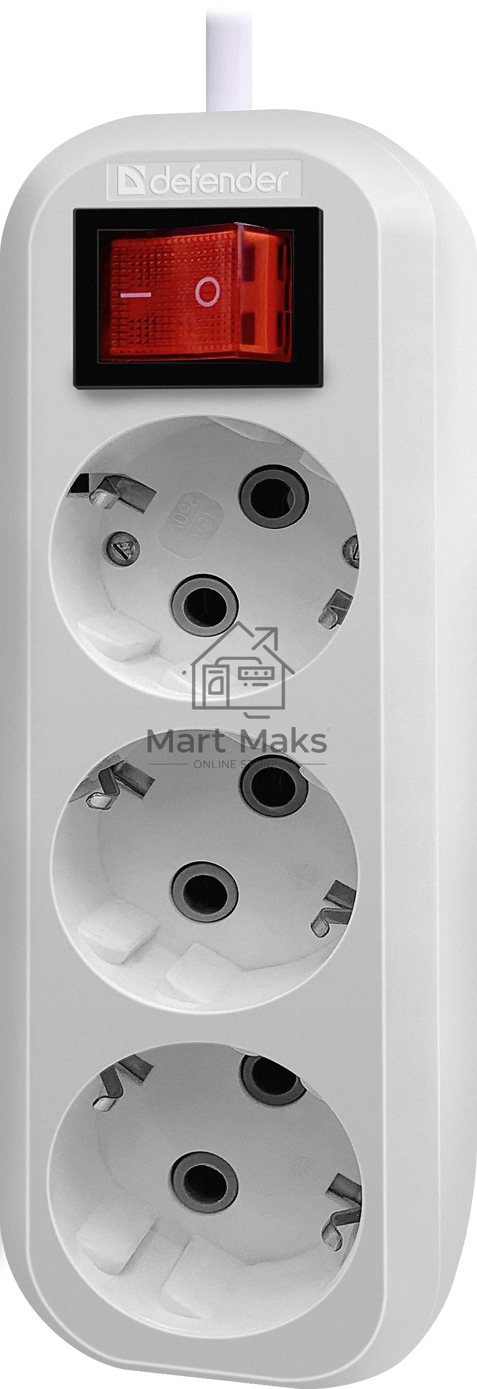 Удлинитель с заземлением Defender L330 16 А, 5 м, заземление, выключатель