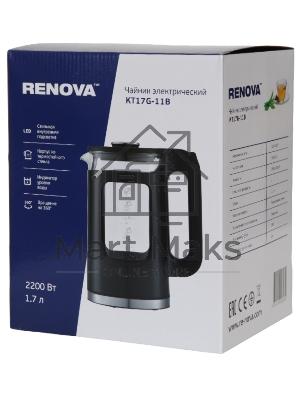 Чайник электрический Renova KT17G-11B Термостойко стекло