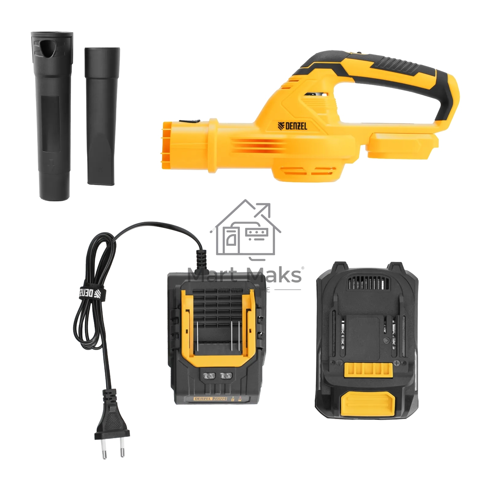 Воздуходувка аккумуляторная Denzel AB-500, 60 м/с, 500 м3/ч, Li-Ion, 20 В