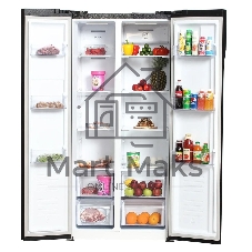 Холодильник Hyundai CS4505F черная сталь двухкамерный Side by Side 271/165л морозилка сбоку