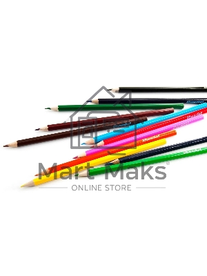 Карандаши цветные Silwerhof Веселые друзья 2.65мм, шестигранный профиль, дерево, ассорти, 12 цветов, коробка с европодвесом