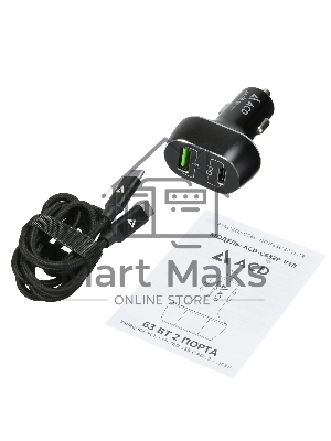 Автомобильное ЗУ ACD ACD-С632P-V1B 63Вт, 2xUSB 1PD+1QC, 3.6~20В/3А RTL