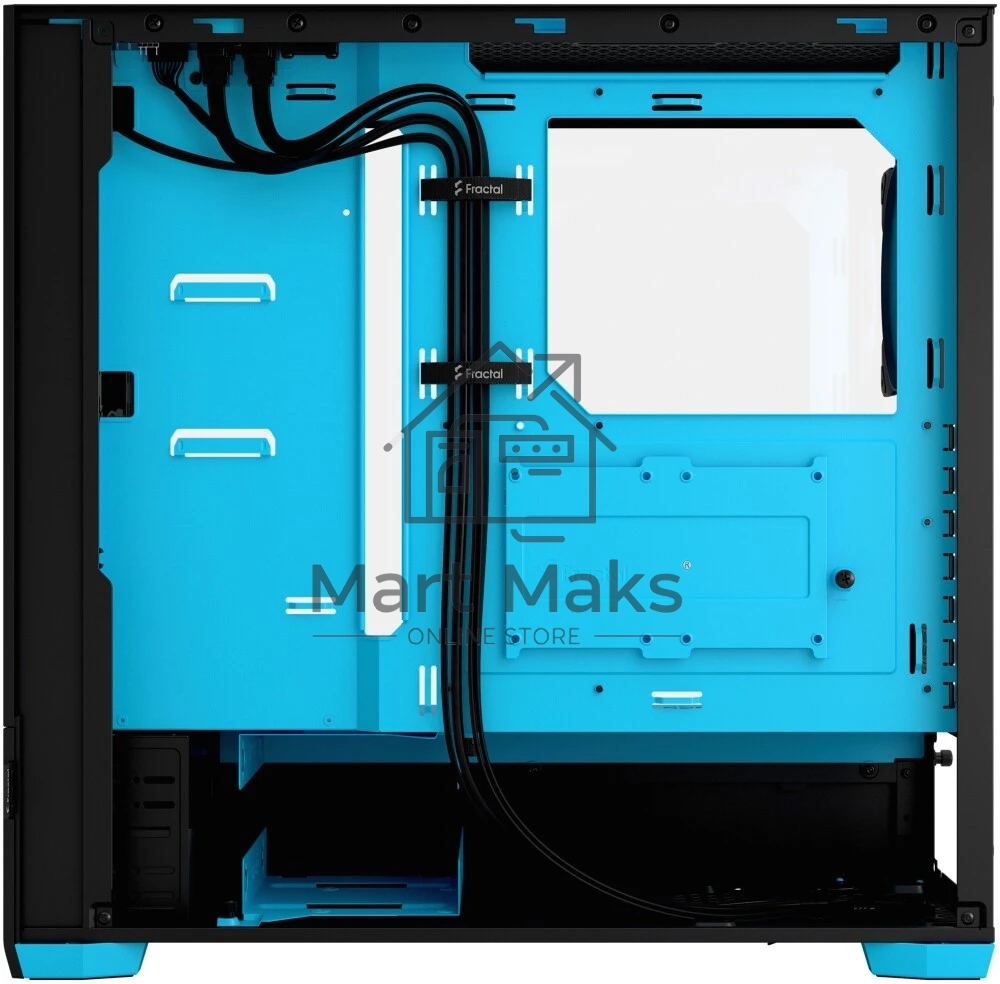 Корпус ПК без блока питания Fractal Design Pop Air RGB Cyan Core TG Clear Tint, Midi-Tower, 3x120mm RGB, 2xUSB-A 3.2 ATX, mATX, mITX черный/циан