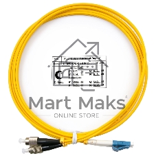Патч-корд оптический Cabeus Tight Buffer, Duplex LC/FC, OS2 9/125, LSZH, 2м, Ø 3мм, черный хвостовик, желтый