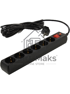 Сетевой фильтр BURO Сетевой фильтр, 6 розеток, 5 метра, (600SH-5-B), черный 992278