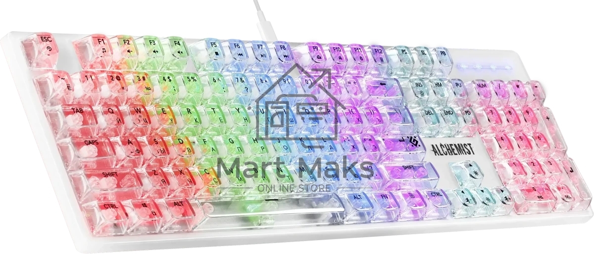 Механическая клавиатура Defender Alchemist GK-000 RU,прозрач,104кн+FN,радуж,1.5м_1