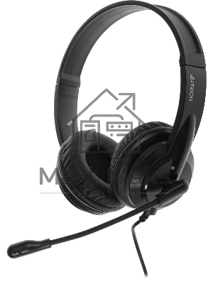 Гарнитура проводная с микрофоном A4Tech HU-10 черный 2м накладные USB оголовье