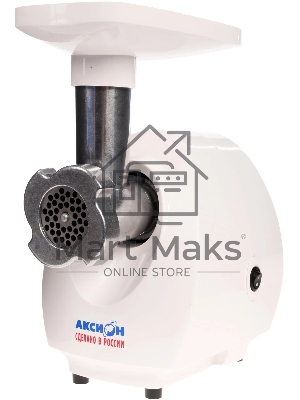 Мясорубка электрическая Аксион М25.01 белый, 1500 Вт, 1.7 кг/мин, защита от перегрузки, насадки - 3