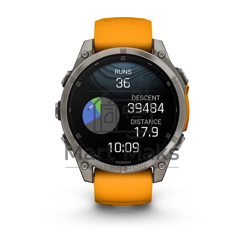 Смарт-часы Garmin Fenix 8 AMOLED Sapphire титановый серый, оранжевый 47мм