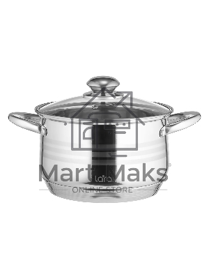 Кастрюля LARA LR02-583 SONATA 24x14,5 см, 6.5 л, нержавеющая сталь, индукция, с крышкой