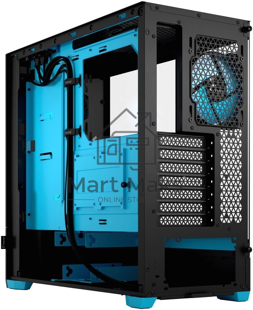 Корпус ПК без блока питания Fractal Design Pop Air RGB Cyan Core TG Clear Tint, Midi-Tower, 3x120mm RGB, 2xUSB-A 3.2 ATX, mATX, mITX черный/циан
