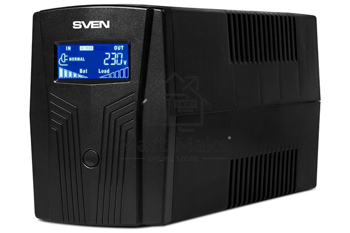 Источник бесперебойного питания SVEN Pro 650 650VA/390W LCD, USB, RJ-45 (2 EURO)