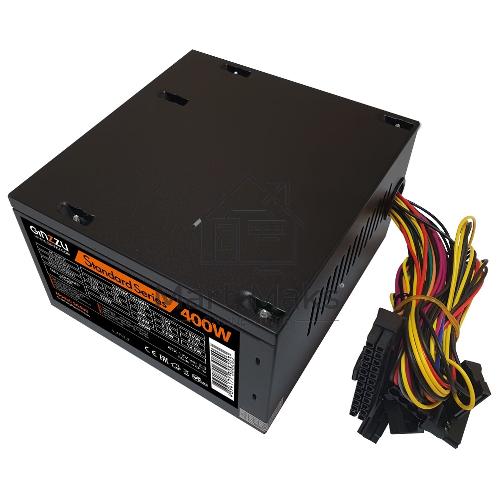 Блок питания Ginzzu SA400, 400Вт, 80мм, черный