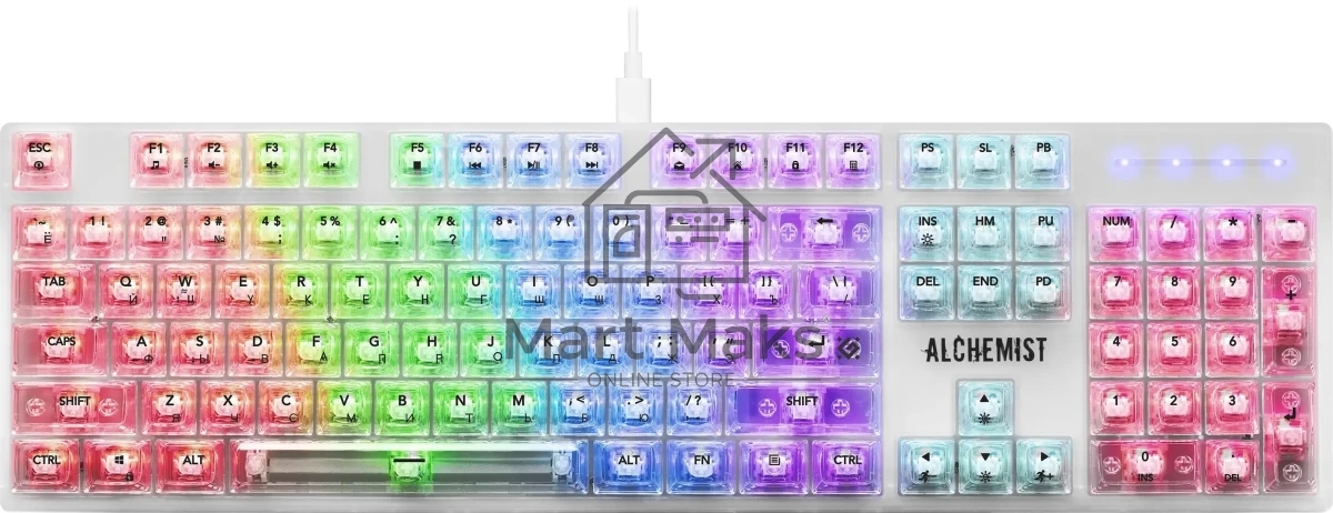 Механическая клавиатура Defender Alchemist GK-000 RU,прозрач,104кн+FN,радуж,1.5м_1