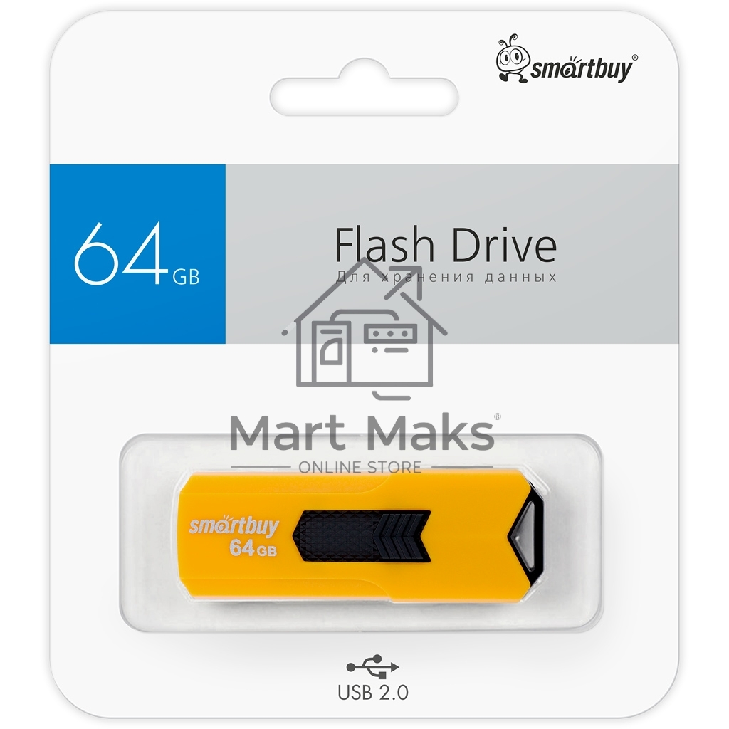 Флешка USB R/W Flash USB 2.0 Flash Drive 64Gb Smartbuy STREAM Yellow (SB64GbST-Y)
