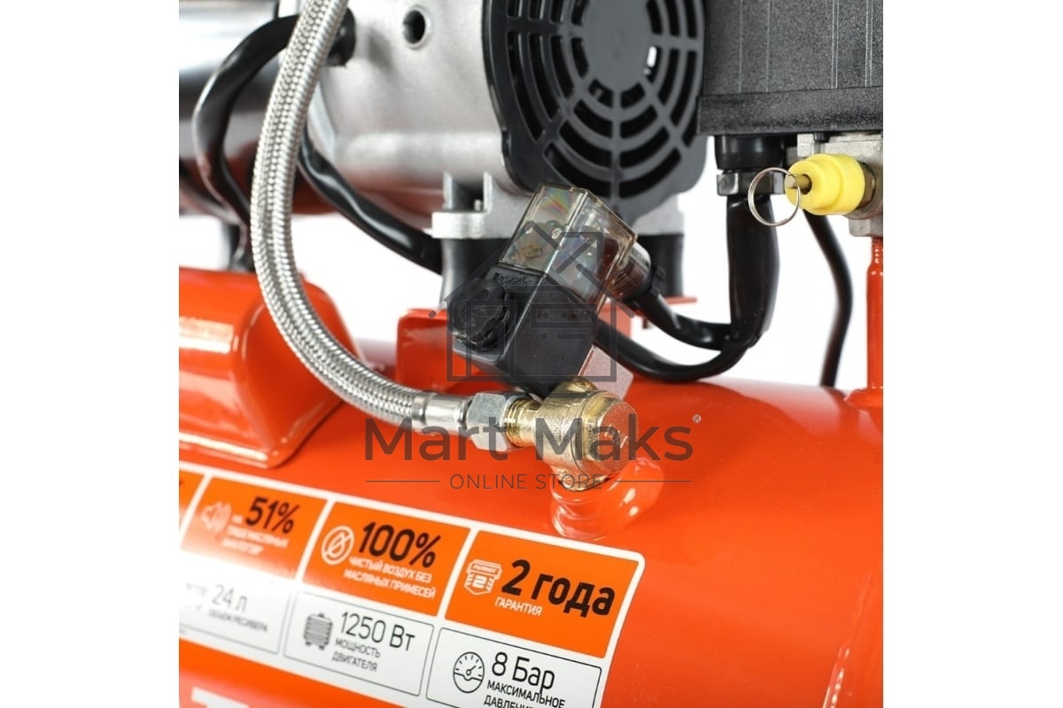 Компрессор поршневой безмасляный Patriot WO 24-220, 200 л/мин, 8 бар, 1250 Вт, 24 л, быстросъемный 1/4