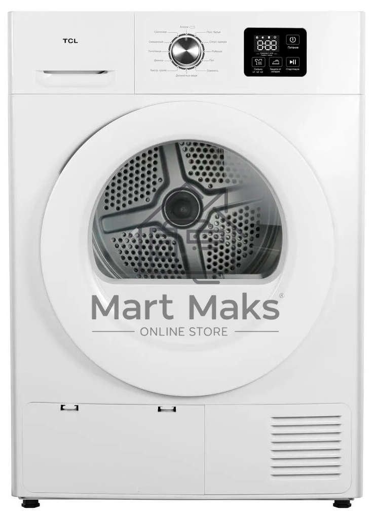 Сушильная машина TCL TDOP-608WD белый, 8 кг, сушка - конденсационная, программ - 12, 59.8 x 84.5 x 62.5 см