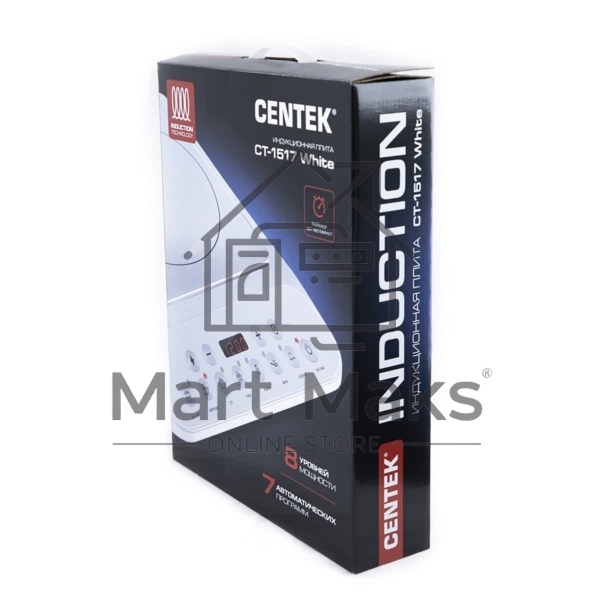 Плита настольная электрическая Centek CT-1517 белый, 2 кВт, индукция, конфорки - 1, стеклокерамика, сенсор