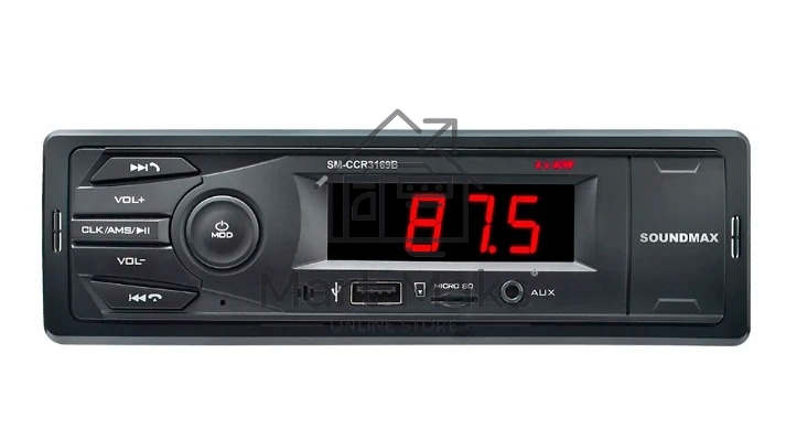 Автомагнитола Soundmax SM-CCR3169B, 1 DIN, Bluetooth, USB Type-A, AUX
