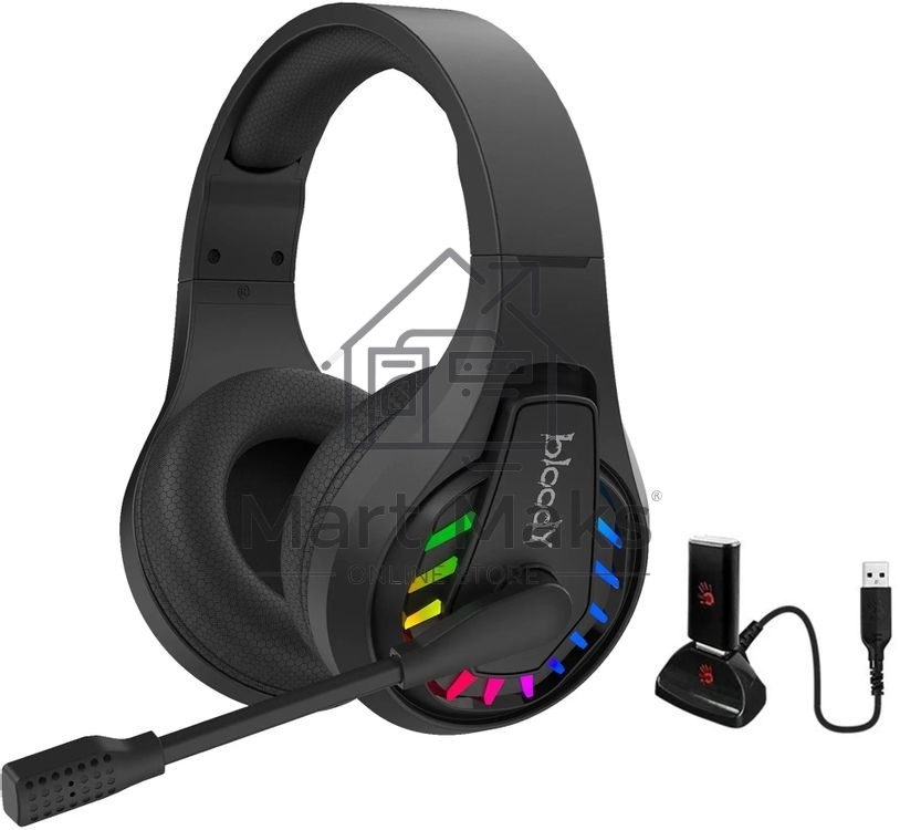 Гарнитура проводная с микрофоном A4Tech Bloody GR230 черный накладные BT оголовье (GR230)