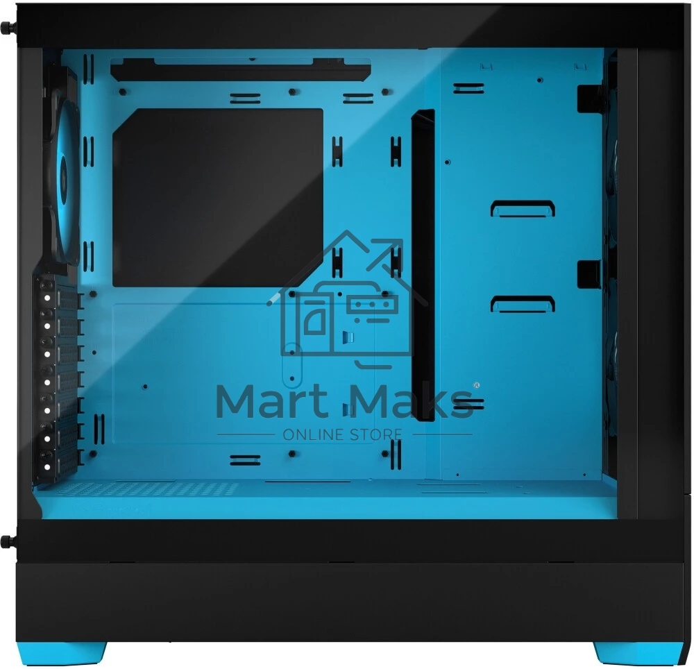 Корпус ПК без блока питания Fractal Design Pop Air RGB Cyan Core TG Clear Tint, Midi-Tower, 3x120mm RGB, 2xUSB-A 3.2 ATX, mATX, mITX черный/циан