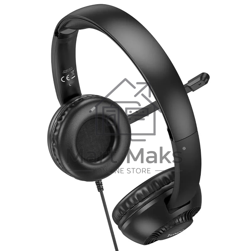 Наушники проводные накладные HOCO W112 с микрофоном, черный