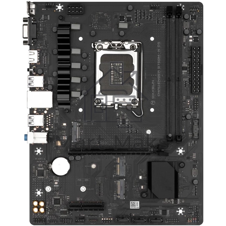 Материнская плата Maxsun Challenger B760M D5, LGA 1700, Intel B760, 2xDDR5, 3xSATA, 2xM.2, 1xPCIe 4.0 x16, 1xPCIe x4, 1xVGA, 1xHDMI, 1x 1Gb LAN, 2xUSB-A 2.0, 4xUSB-A 3.2 Gen 1, 5.1, mATX