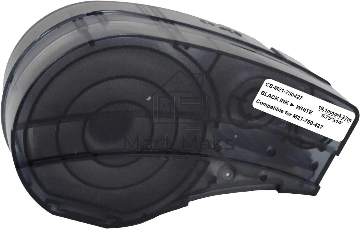 Картридж ленточный Cactus CS-M21-750427 черный шрифт, белый фон (19.1 мм, 4.27 м) для BRADY BMP21-PLUS, BMP21-LAB