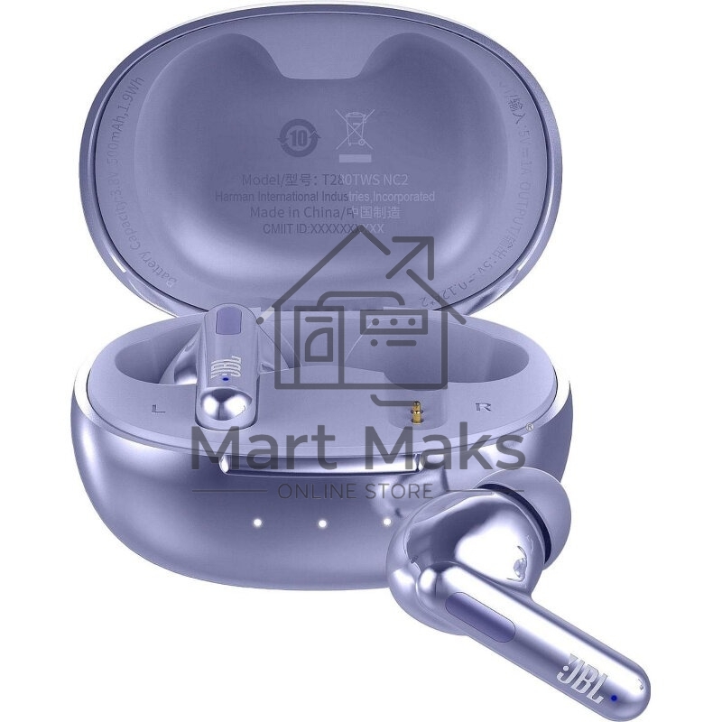 Гарнитура внутриканальные JBL Tune 280 TWS NC2 фиолетовый беспроводные bluetooth в ушной раковине (JBLT280TWSNC2PURCN)